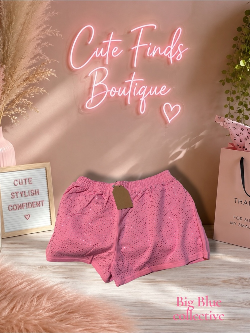 Pink Rhinestone Shorts